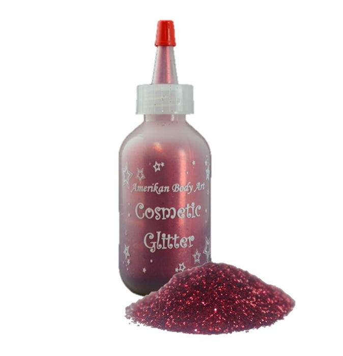Amerikan Body Art | Face Paint Glitter Poof - DISCONTINUED by ABA - Large Opaque Firetruck Red (2oz)
