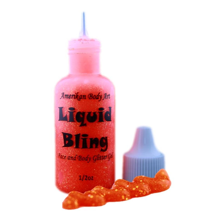 Amerikan Body Art | Liquid Bling Face Painting Glitter Gel - Electric Orange  1/2oz