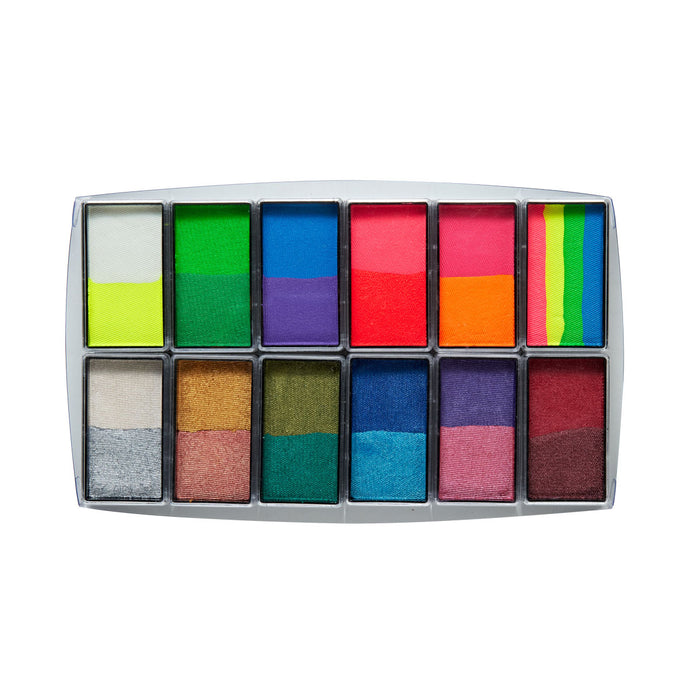 Global Body Art | All You Need Bright & Shiny – Multi Color Face & BodyArt and FX Palette Sampler 12x 15g (SFX - Non Cosmetic)