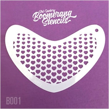 Art Factory | Boomerang Face Painting Stencil - Hearts (B001)