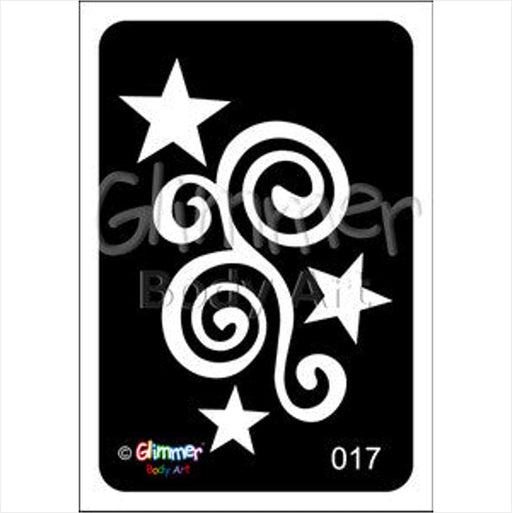 Glimmer Body Art |  Triple Layer Glitter Tattoo Stencils - 5 Pack - Star Swirl - #17