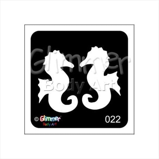 Glimmer Body Art |  Triple Layer Glitter Tattoo Stencils - 5 Pack - Twin Seahorse - #22
