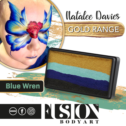 Fusion Body Art Face Paint - Split Cake | Natalee Davies Gold Range - Blue Wren 30gr