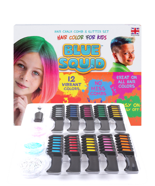 Blue Squid | Hair Chalk Comb and Glitter Set