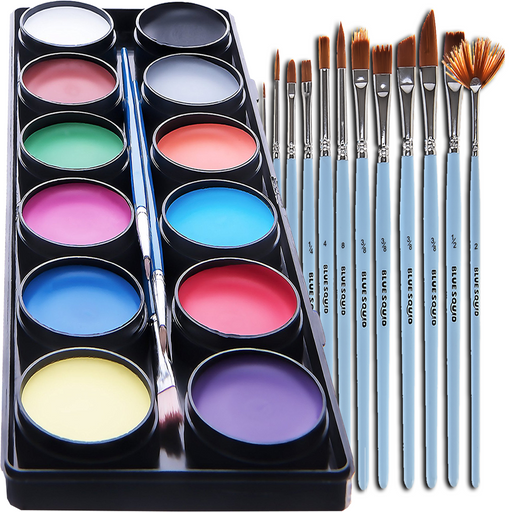 Dreamon 27 PCS Face Paint Kit for Kids, 17 Colors Face Painting Set  Includes Stickers, Brushes,Sponges, Professional Face Body Painting Kits