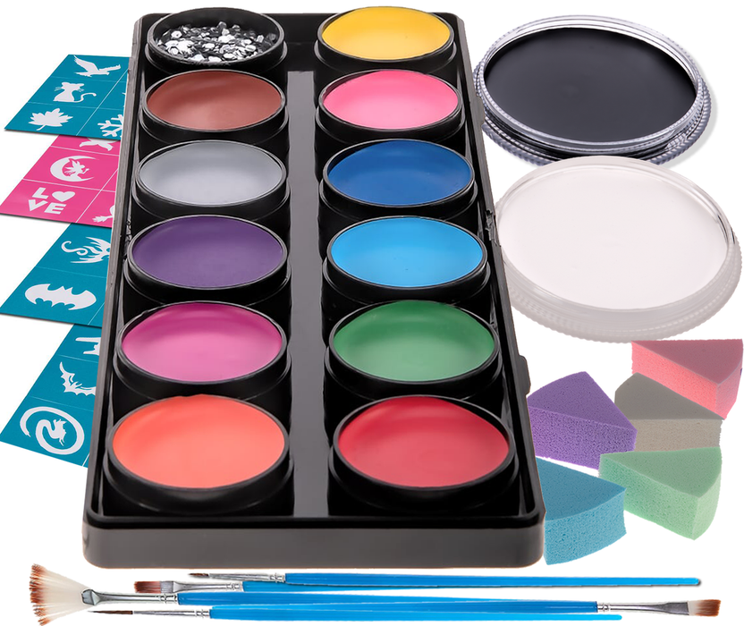Face Paint Oil Palette Makeup Kit 12 Colors Waterbased for Kids