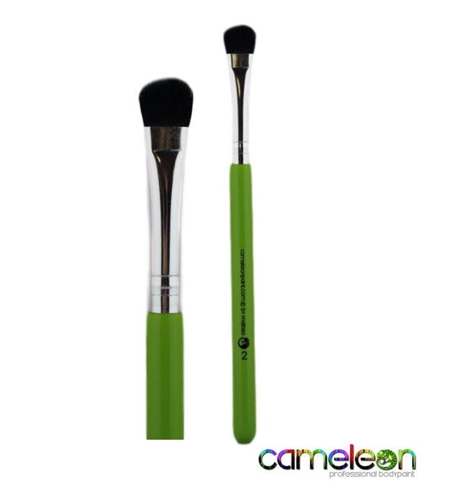 Cameleon | Face Painting Brush - Medium BLENDER # 2 - short green handle - (1/2")