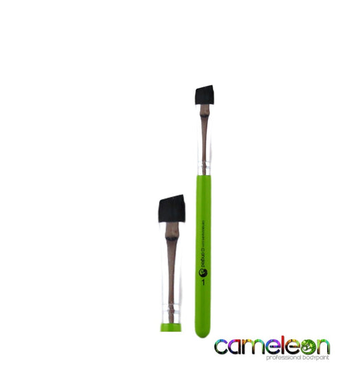 Cameleon Face Painting Brush -  Angle Brush #1 - 3/8"  (short green handle)