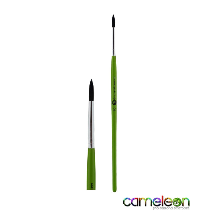 Cameleon Face Painting Brush - Liner #2 (long green handle)
