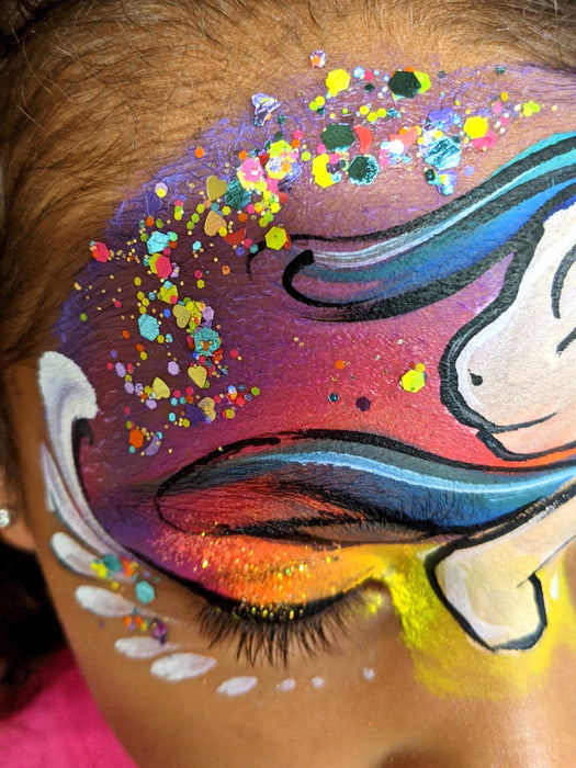 Gymnastics face paint designs by Rooblidoo  Eye face painting, Face  painting designs, Glitter face paint