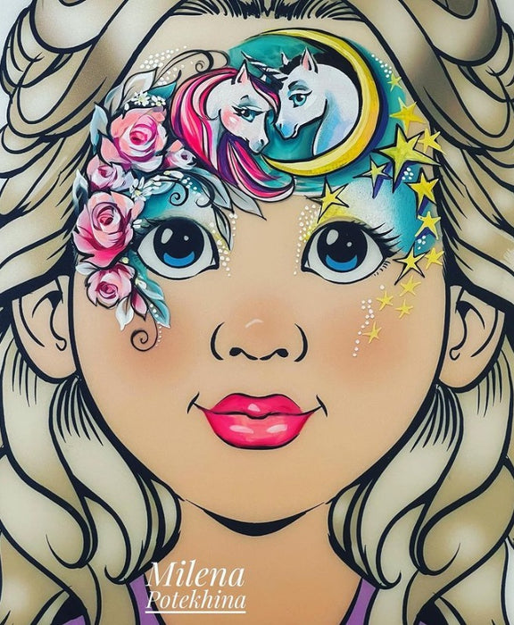 MILENA STENCILS | Face Painting Stencil -  (Cute Unicorn Set)  D43