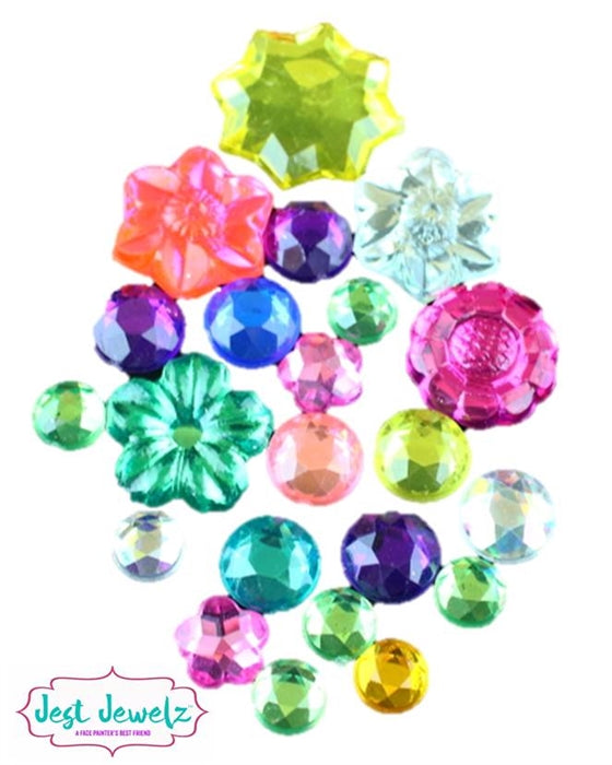 Jest Jewelz - Assorted Round & Flower Gems ( Approx. 150 Pieces)