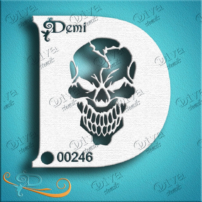 Diva Stencils | Face Painting Stencil | Demi Skull (00246)