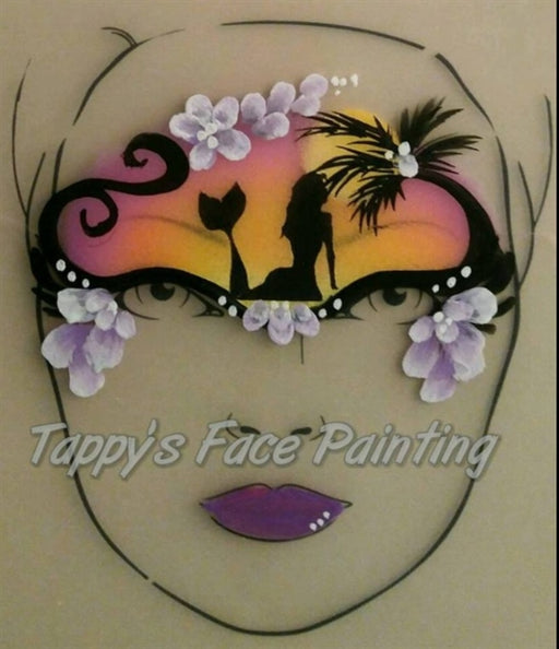 Diva Face Painting Stencil - Forehead Flower Power