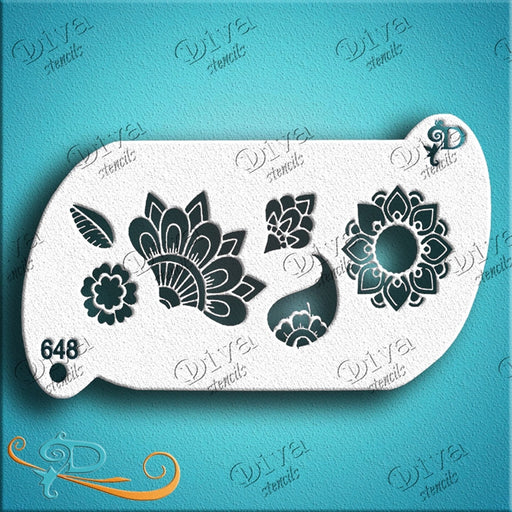 Henna Fancy Flower - Tap Face Painting Stencil – Vivid Glitter