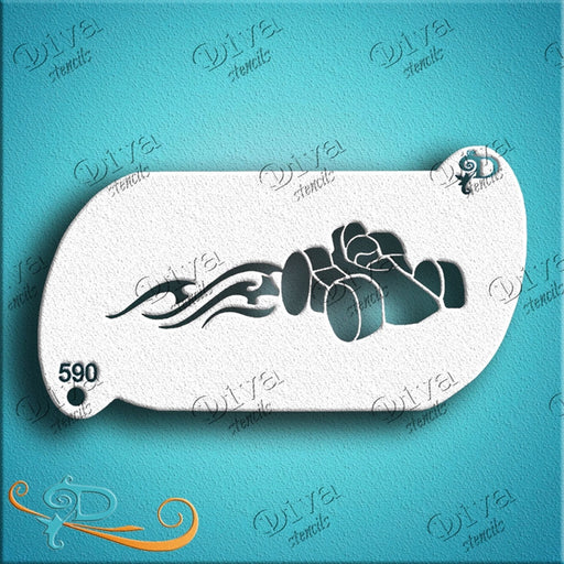 Diva Stencils | Face Painting Stencil | Forehead Race Car Band (590)