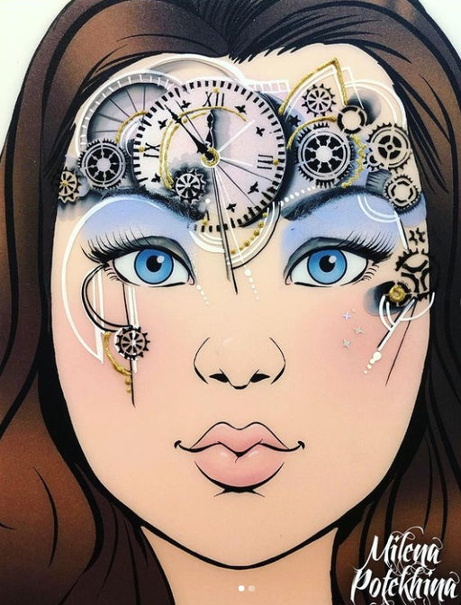 MILENA STENCILS | Face Painting Stencil -  (Small Clock)  C1