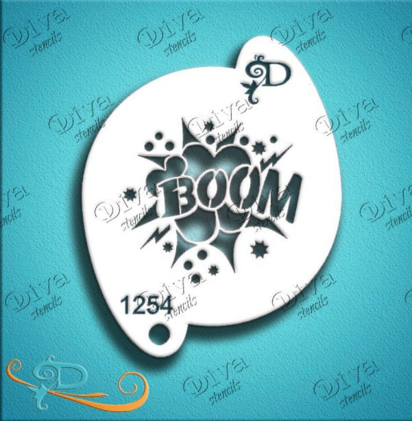 Diva Stencils Face Painting Stencil BOOM! — Jest Paint Face Paint
