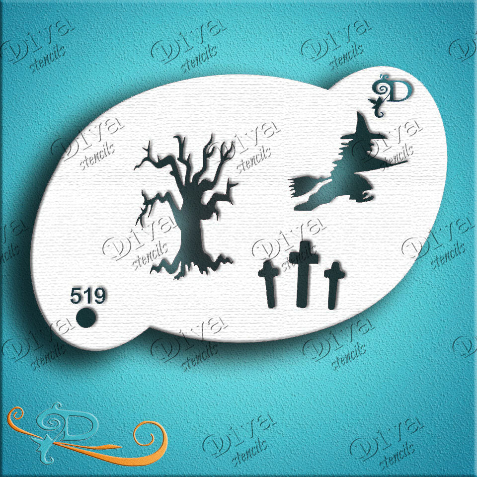 Diva Stencils Face Painting Stencil Tree Witch (519) — Jest Paint