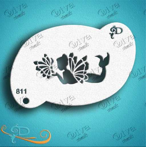 Diva Stencils | Face Painting Stencil | Mermaid Butterfly (811)