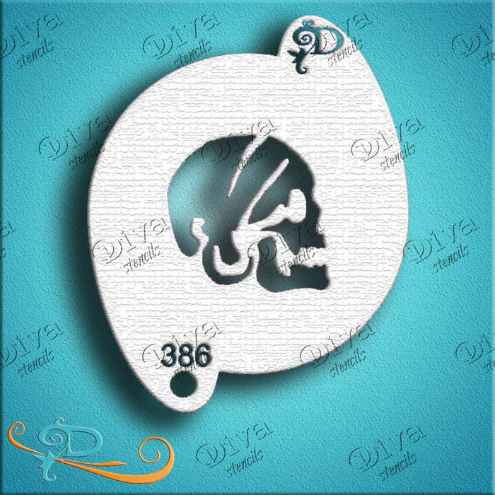 Diva Stencils | Face Painting Stencil | Pirate Skull Side with Bandana (00386)