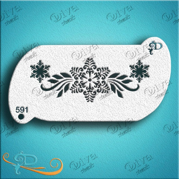 Diva Stencils | Face Painting Stencil | Forehead Teardrop Snowflake Band (591)