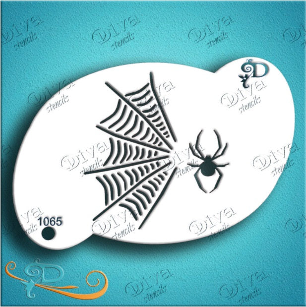 Diva Stencils | Face Painting Stencil | Spider and Web (1065)