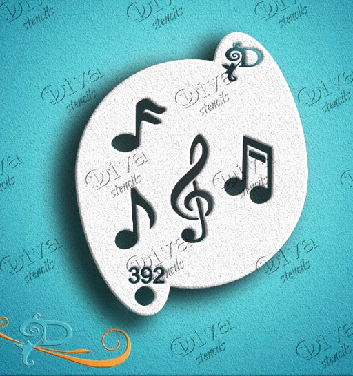 Diva Stencils | Face Painting Stencil | Music Notes w/ Treble Clef  (392)