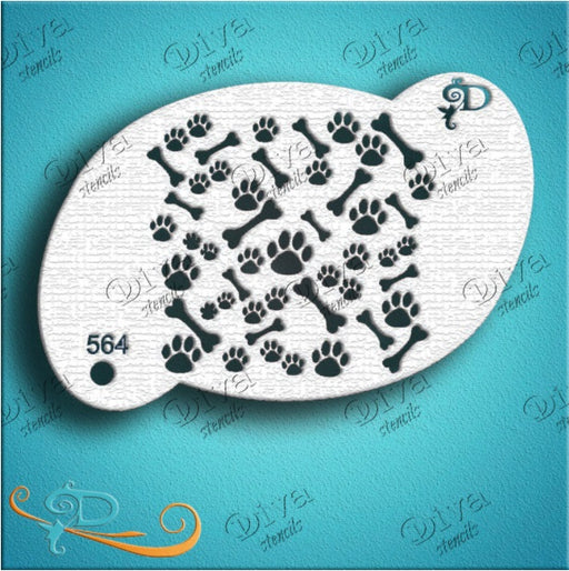 Diva Stencils | Face Painting Stencil | Puppy Paws and Bones (564)