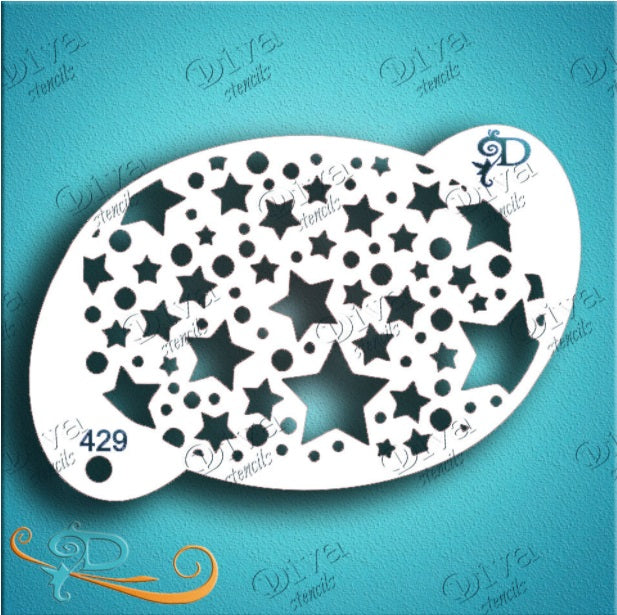 Diva Stencils | Face Painting Stencil | Dots and Stars (429)