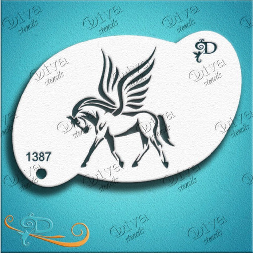 Diva Stencils | Face Painting Stencil | Winged Horse (1387)