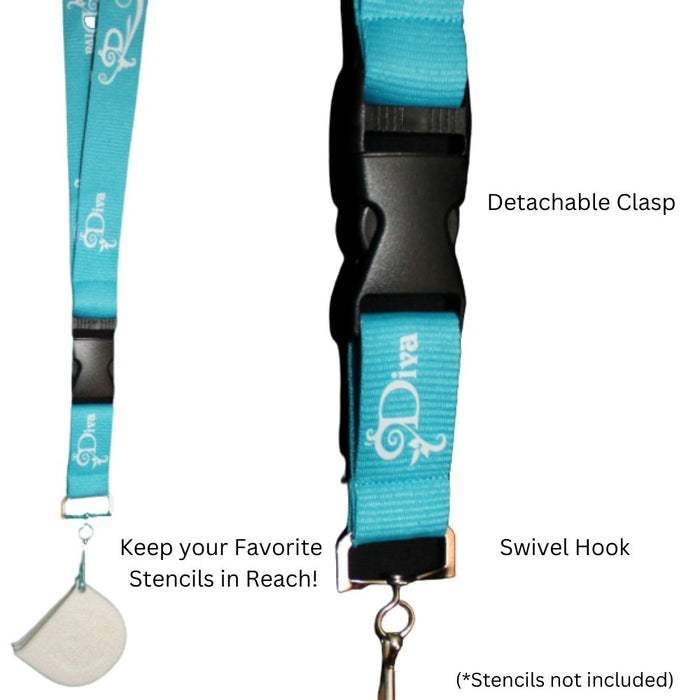 DIVA Stencils | Teal Swivel Lanyard with Detachable Clasp