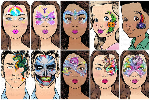 Sparkling Faces | Face Painting Practice Boards — Jest Paint - Face ...