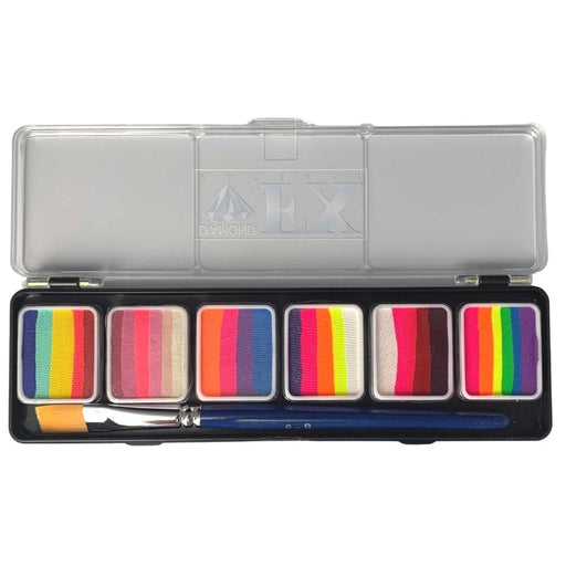 Diamond FX Paint | 6 x 6gr  Split Cake Palette - Neon / Metallic / Matte Colors - GLOW (SFX - Non Cosmetic)