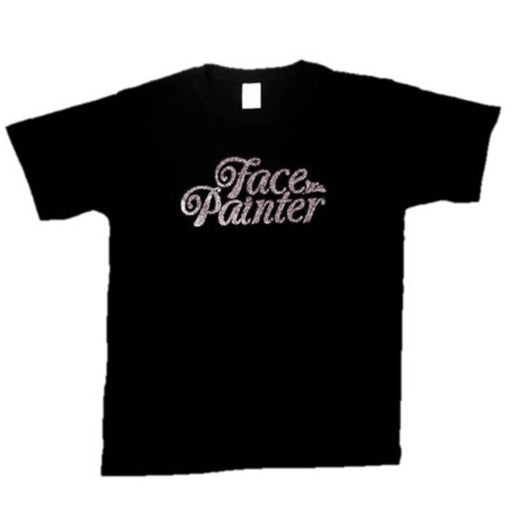 Art Factory | Face Painter T-Shirt - Black with Silver Glitter Print - Large (V-neck)