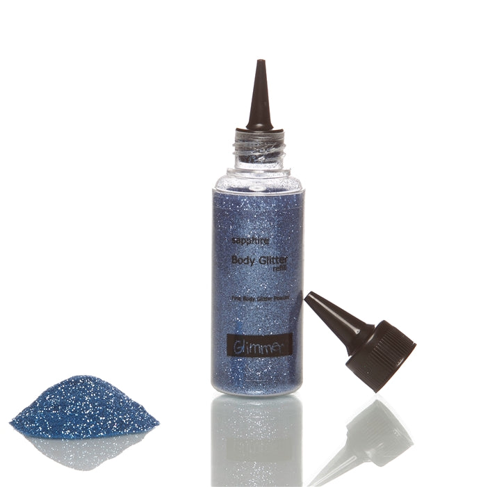 Glimmer Body Art Face Paint Glitter Refill Bottle - DISCONTINUED -Sapphire - 1.5oz