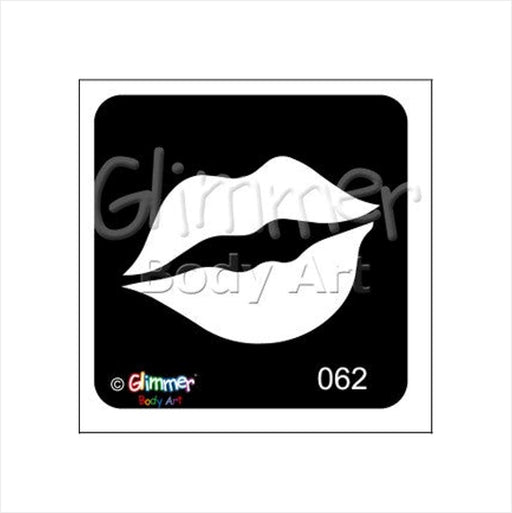 Glimmer Body Art |  Triple Layer Glitter Tattoo Stencils - 5 Pack - Sexy Lips - #62