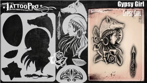 Tattoo Pro 186 | Air Brush Body Painting Stencil - Gypsy Girl