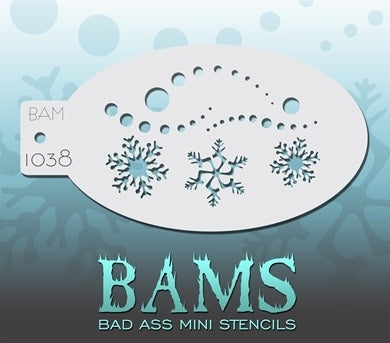 Bad Ass Mini 1038 - Face Painting Stencil - Snowy Frozen Flakes
