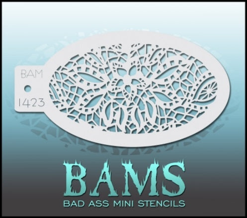Bad Ass Mini 1423 - Face Painting Stencil -  Flower Texture / Lace - DISCONTINUED
