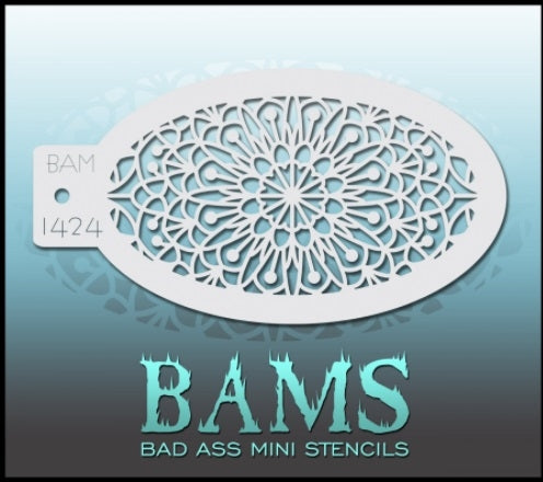 Bad Ass Mini 1424 - Face Painting Stencil -  Mandala Flower