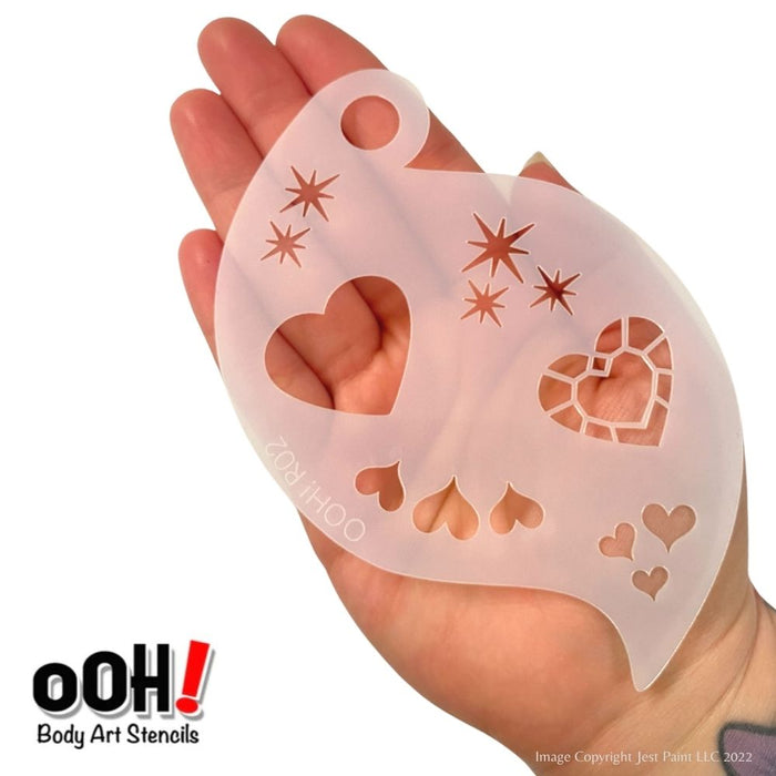 Ooh! Face Painting Stencil | Jewel Heart Storm (R02)