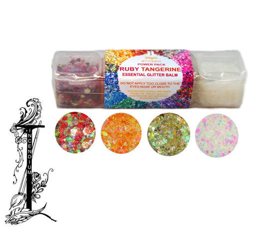 Incendium Arts | Essential Glitter Balm Palette - DISCONTINUED - 4 Color RUBY TANGERINE Power Pack - 20gr