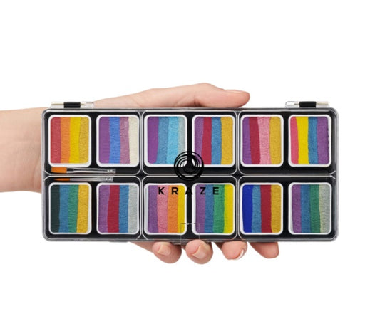Kraze FX Face Paints | SPLASH GLAM - 12 One Stroke Split Cake Palette (6 gm each)