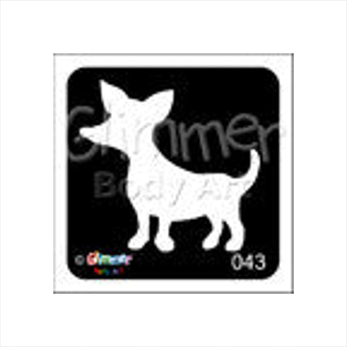 Glimmer Body Art |  Triple Layer Glitter Tattoo Stencils - 5 Pack - Chihuahua - #43