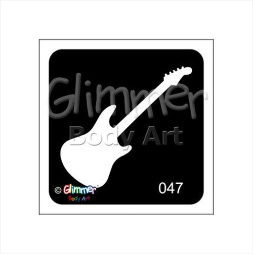 Glimmer Body Art |  Triple Layer Glitter Tattoo Stencils - 5 Pack - Guitar - #47