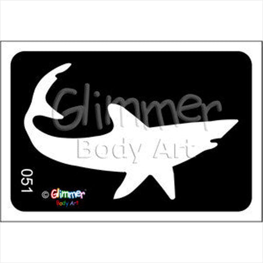 Glimmer Body Art |  Triple Layer Glitter Tattoo Stencils - 5 Pack - Shark - #51