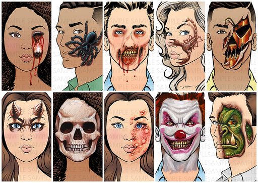 Sparkling Faces | The Ultimate Face Painting Practice Guide - Scary Halloween Designs by Matteo Arfanotti
