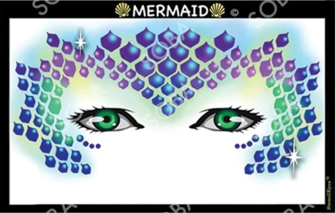 Stencil Eyes- Face Painting Stencil - MERMAID - Child Size