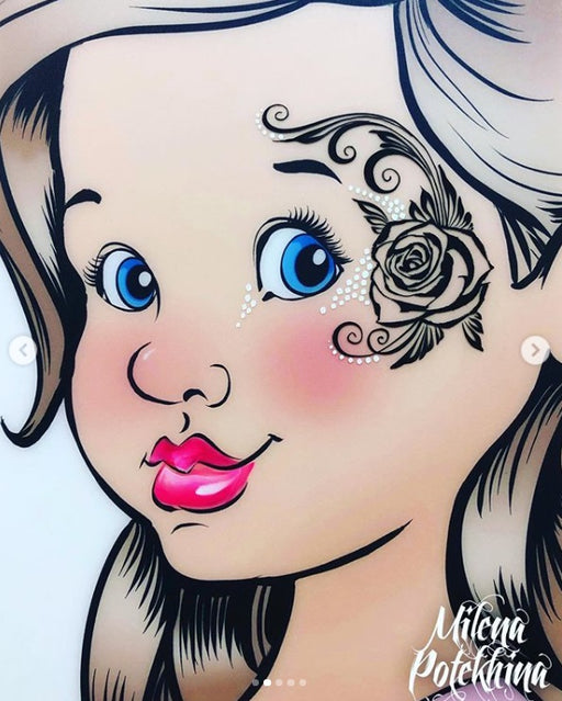 MILENA STENCILS | Face Painting Stencil -  (Tattoo Rose)  F2